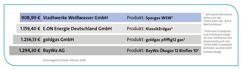 Stadtwerke Weisswasser Meingasvergleich